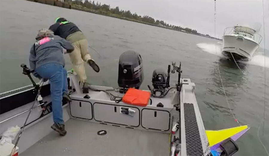 Fishermen leap from boat in crash