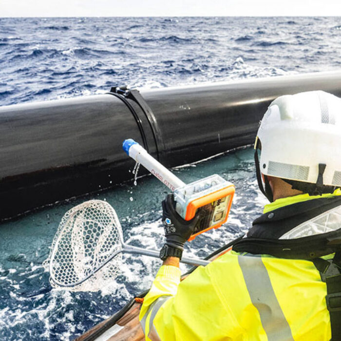 Ocean Cleanup crew member