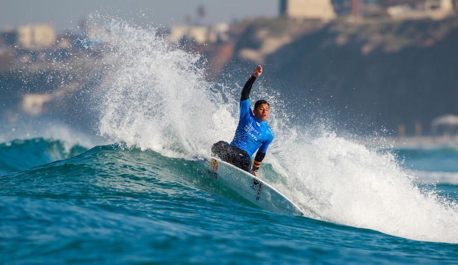 After taking two years off competitive surfing, Peterson Crisanto showed up to a QS event in Israel and absolutely dominated. Photo: Masurel/WSL