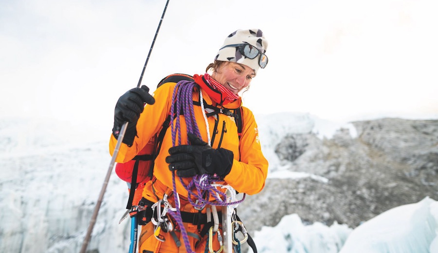 The North Face climber taking a break.