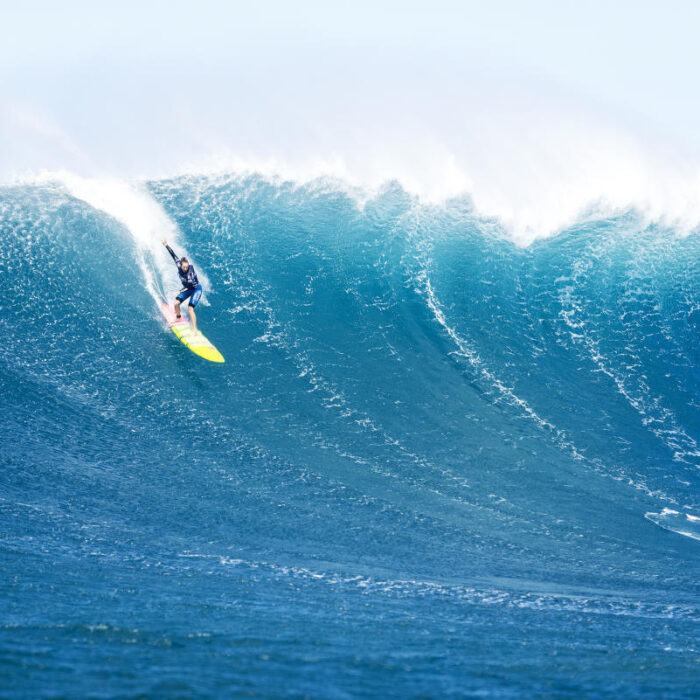 Paige Alms pushes the limits at Jaws. Photo: WSL/Cestari