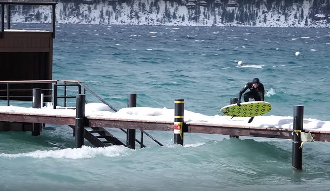 Ben Gravy surfs Lake Tahoe