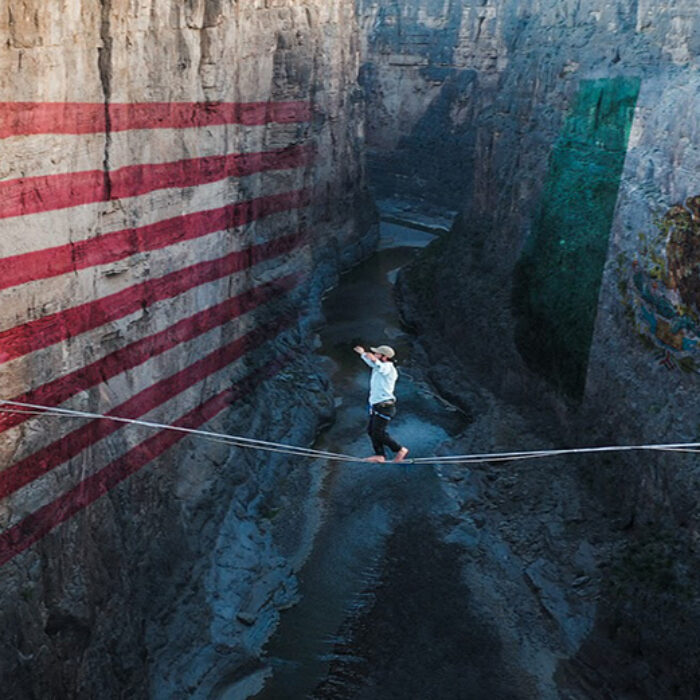 A team for the U.S. and Mexico colaborated to slackline the Rio Grande River in Big Bend National Park