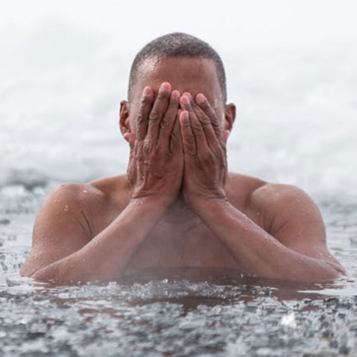 Man in ice bath