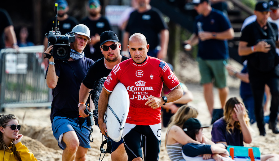 Kelly Slater competing at the 2019 Corona Open J-Bay