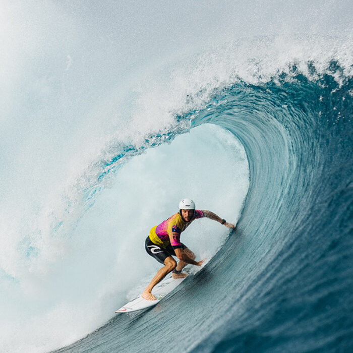 Owen Wright and Other CT Surfers Wear Helmets During Powerful Teahupoo Swell