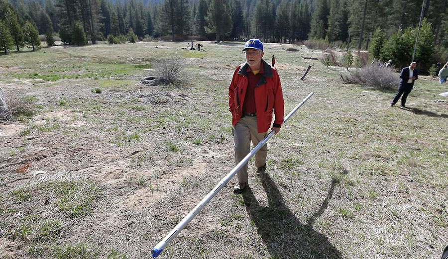 snow pack measuring tube near Echo Summit, Calif.