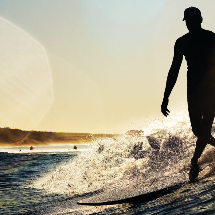 Longboard surfer in California