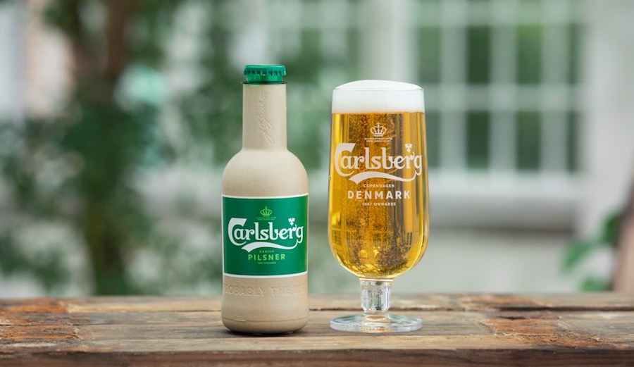Carlsberg paper beer bottle