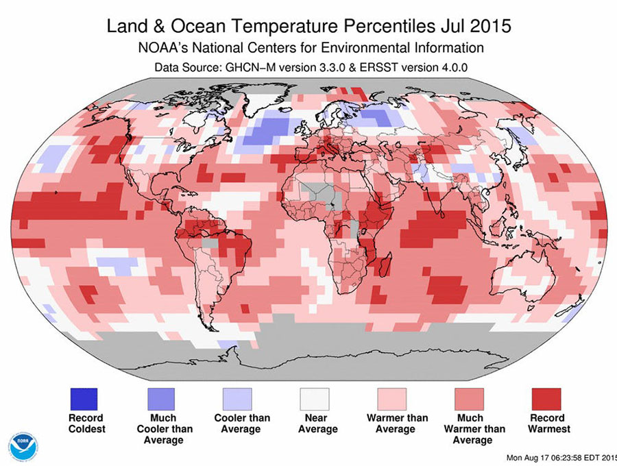 Temperatures in the northeast Pacific Ocean