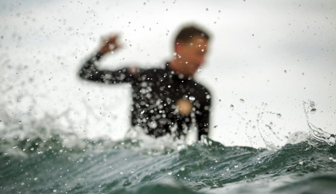 Surfing Church beach, San Diego county