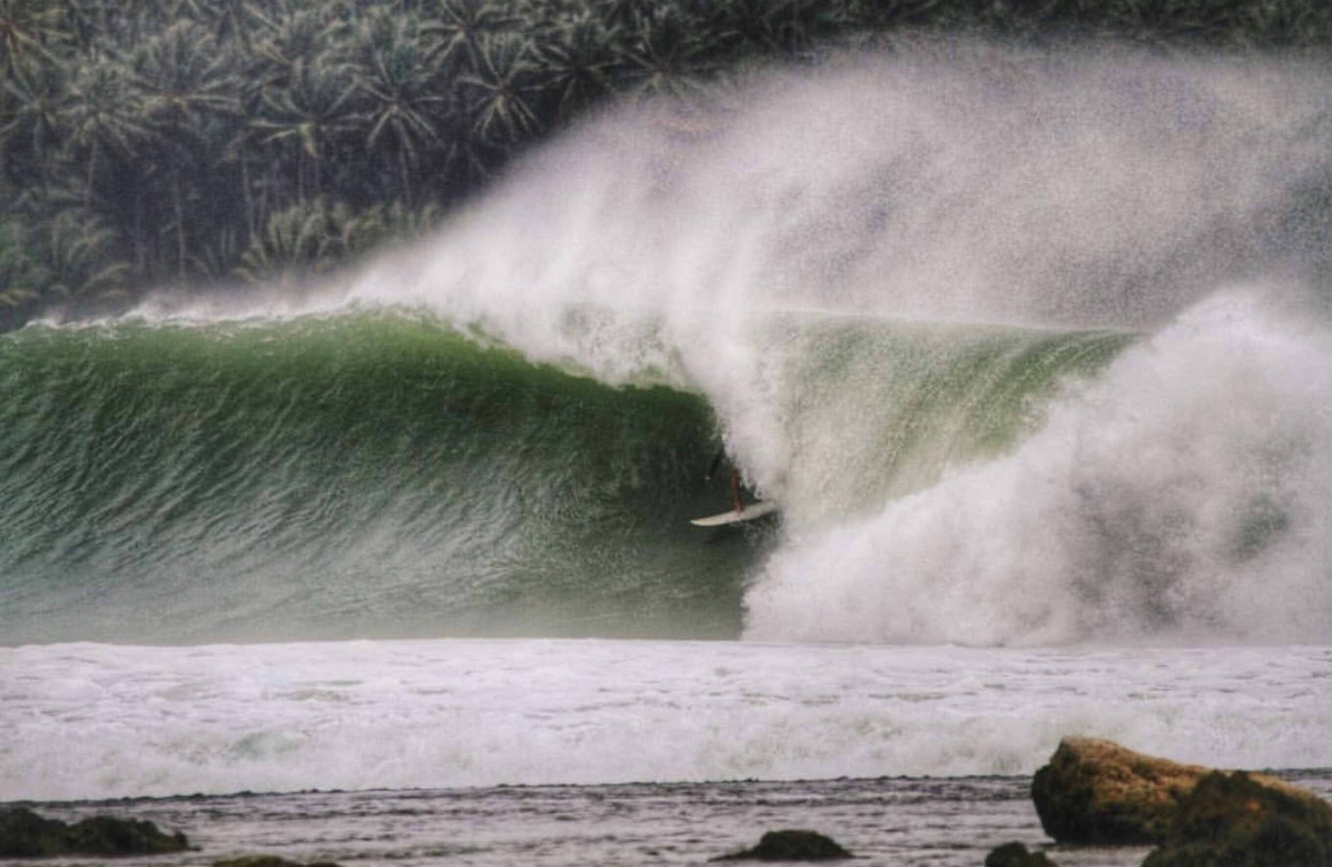Surfcare cofounder Nick Stolz charging Nias prior to breaking all of his surfboards and deciding to do something about it. Photo: Courtesy Stolz