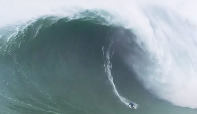 Kai Lenny surfing big wave at Nazare