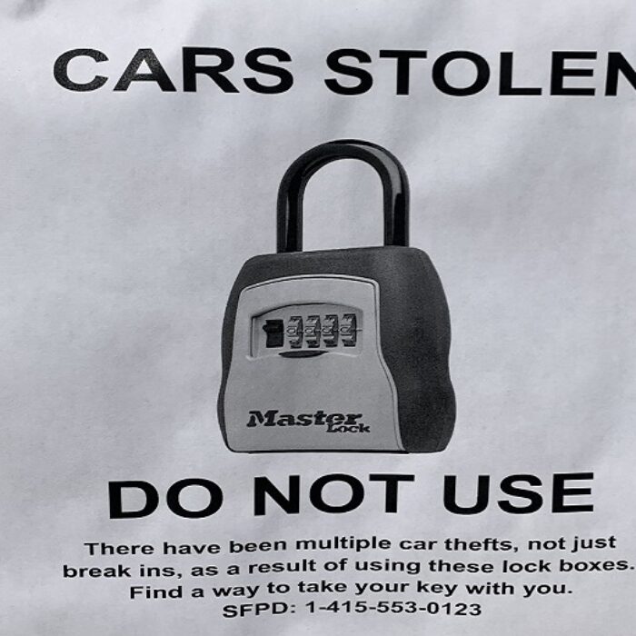 masterlock cars stolen do not use sign