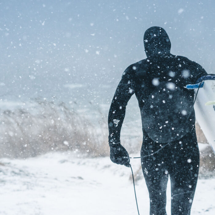 Winter Surfer and Snow