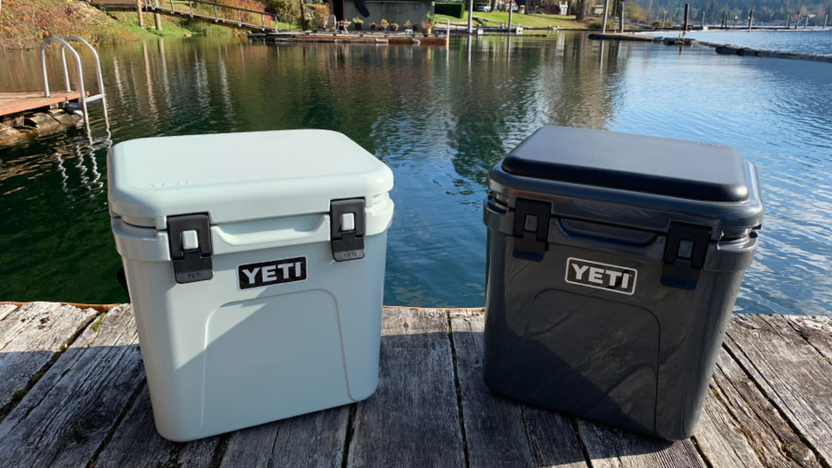 Yeti Roadie 24 coolers on a dock