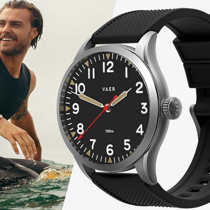 Surfer Wearing a VAER Standard Issue Watch S5