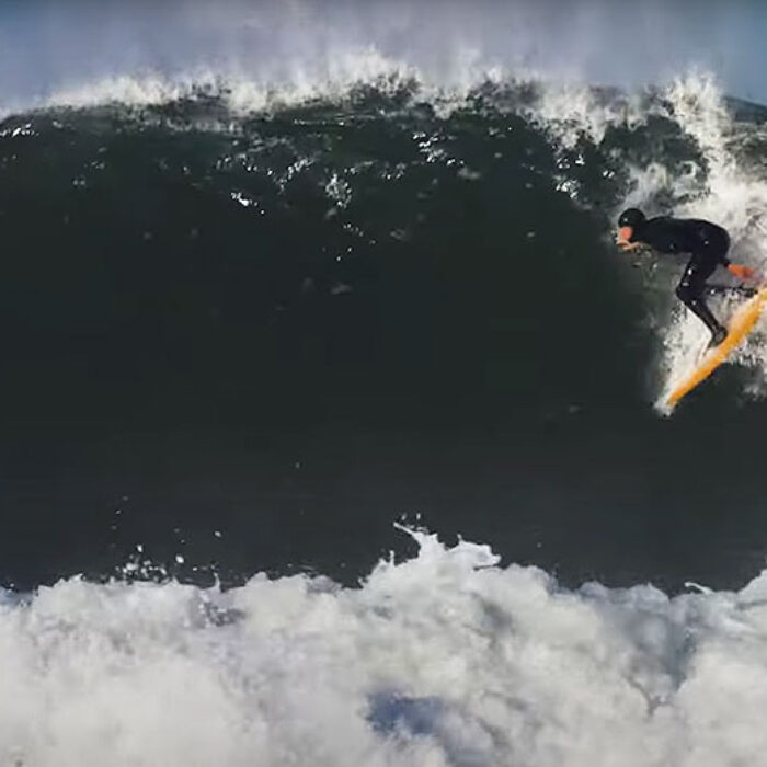 Surfing twin fin at Ocean Beach