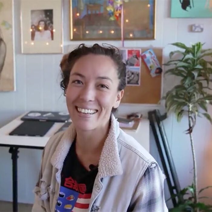 Robin Lanei at her art desk