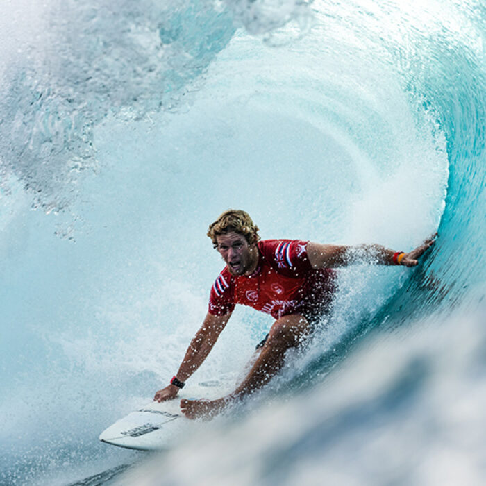 John John Florence in the barrel at Pipeline on the North Shore