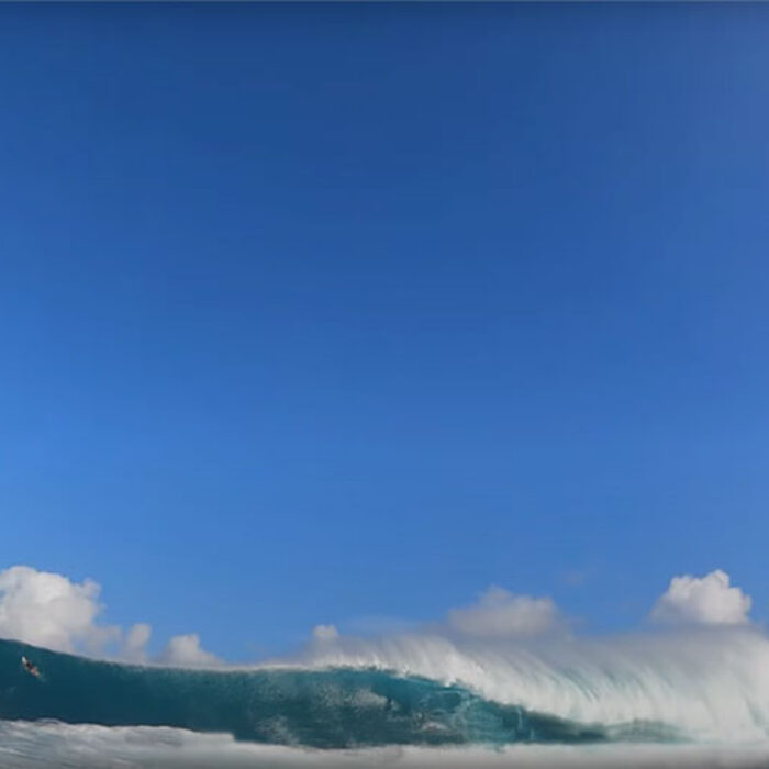 GoPro angle of surfer caught inside at Jaws