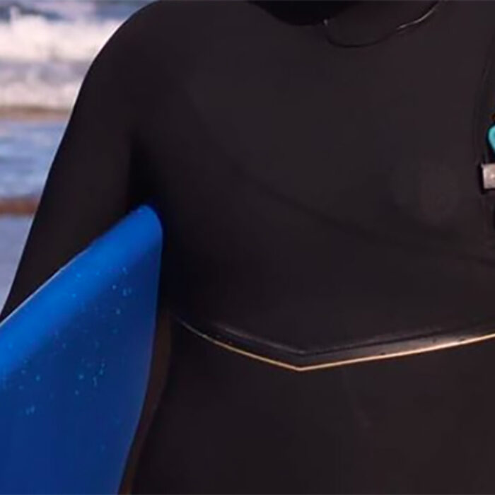 A waterproof pouch to carry an electric car key into the surf