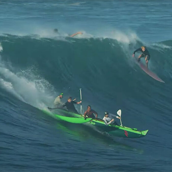Mark Healey canoe surfing at Waimea Bay
