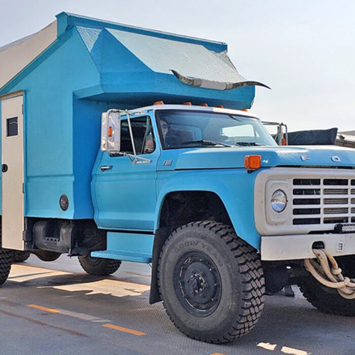 a custom 4x4 camper that was converted to a tiny home