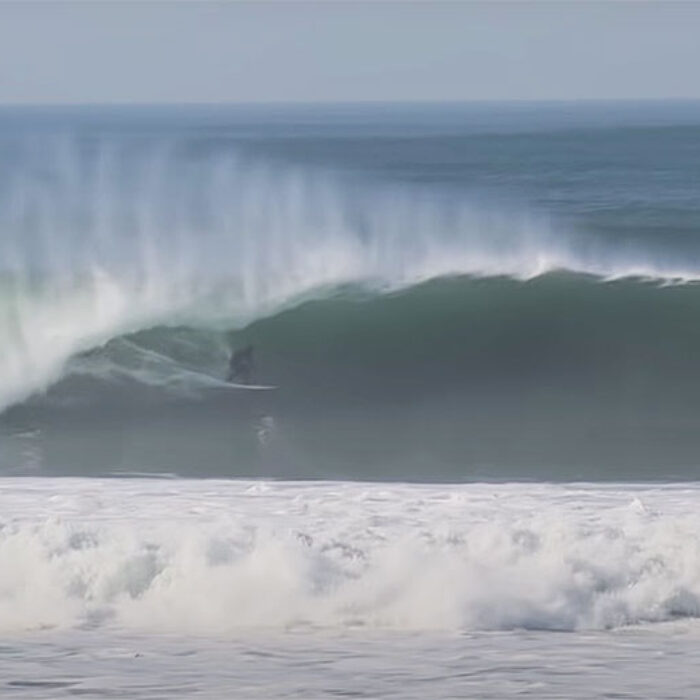 Surfer on big wave at Ocean Beach, San Francisco