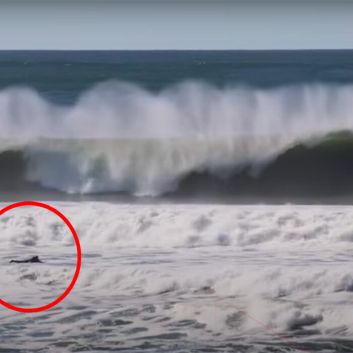 Unidentified Solo Surfer Shows What it Takes to Paddle Out at Maxing Ocean Beach