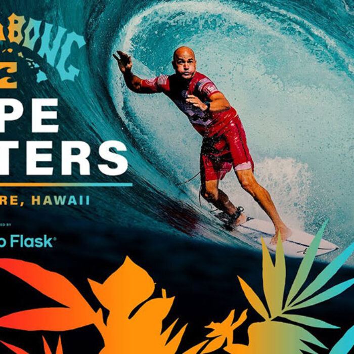 Pipeline Masters title card with Kelly Slater