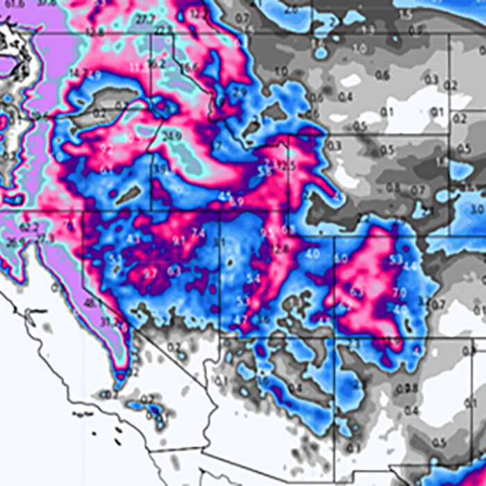 A graphic of incoming snowstorms set to end 2020