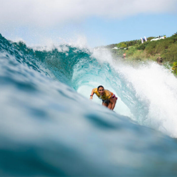 Carissa Moore in the barrel at Honolua Bay