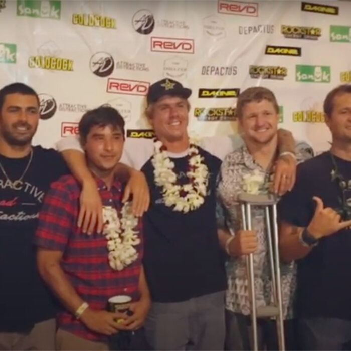 Albe Layer, and friends at a surf movie premiere