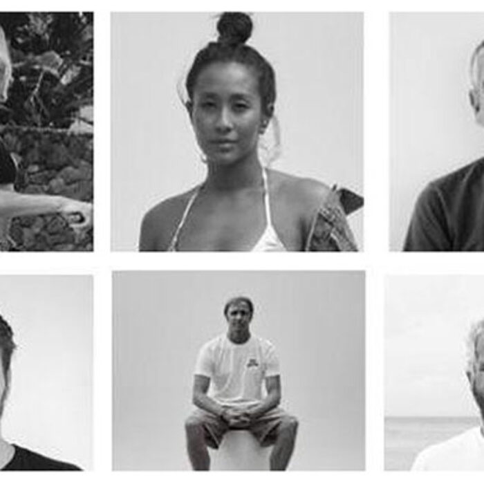 Alana Blanchard, Kelia Moniz, Gerry Lopez, Jack Freestone, Jamie O'Brien, and Italo Ferreira, all sporting Cariuma Shoes. Image: Cariuma