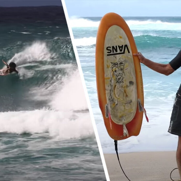 Dane Gudauskas with Donald Brink surfboard