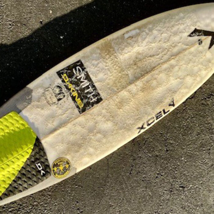 Rusty Preisendorfer dented surfboard