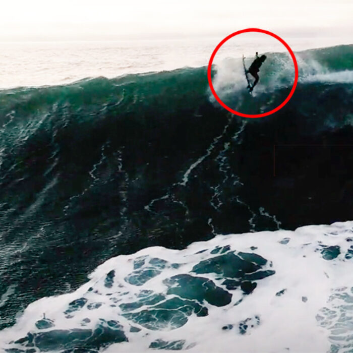 Kai Lenny pulling an air reverse at Maverick's