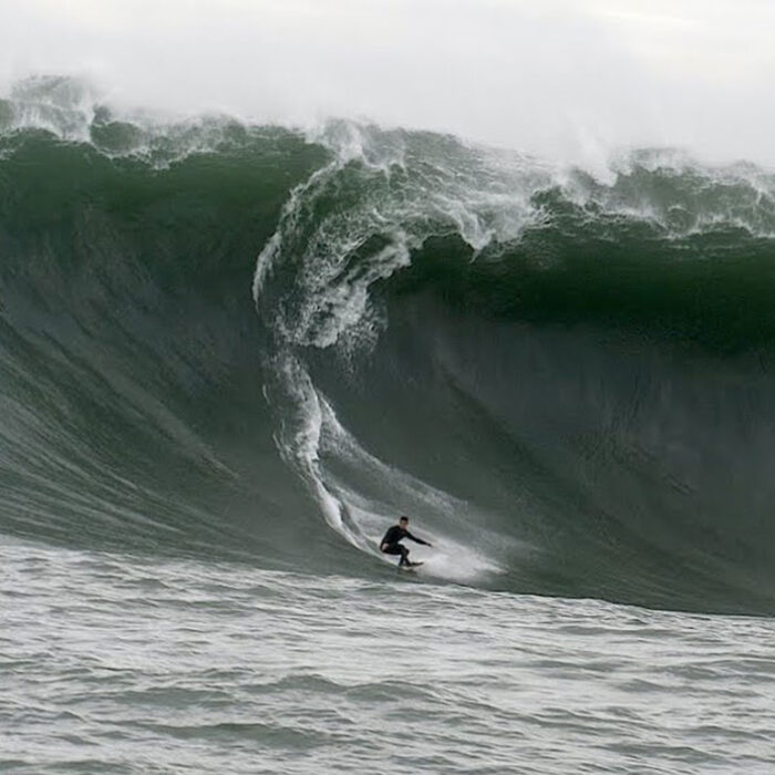 surfer on big wave at Maverick's