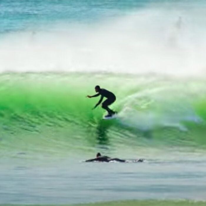 A surfer in the barrel at Rincon