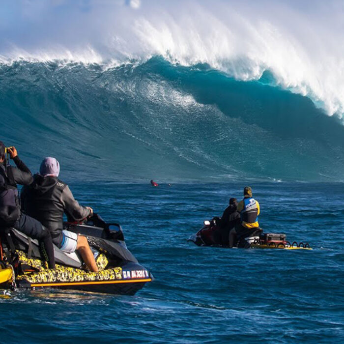 two surfing at Jaws (peahi) on Maui