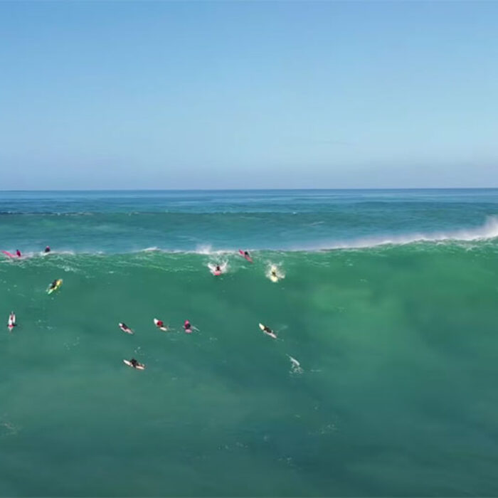 Big wave surfers at Waimea Bay