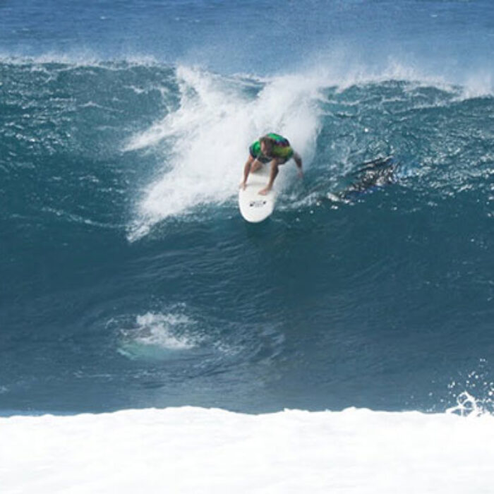Ben Gravy surfing at Pipeline
