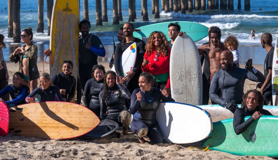 The Black Sand Peace Paddle at Manhattan Beach on Sunday, February 21.