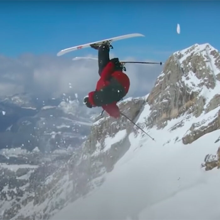 Candide Thovex throws an inverted air