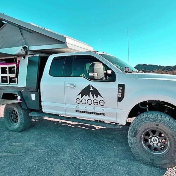 Truck with aluminum camper from Goose Gear