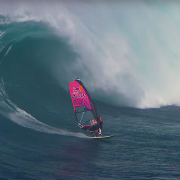 Robby Naish windsurfing at Jaws