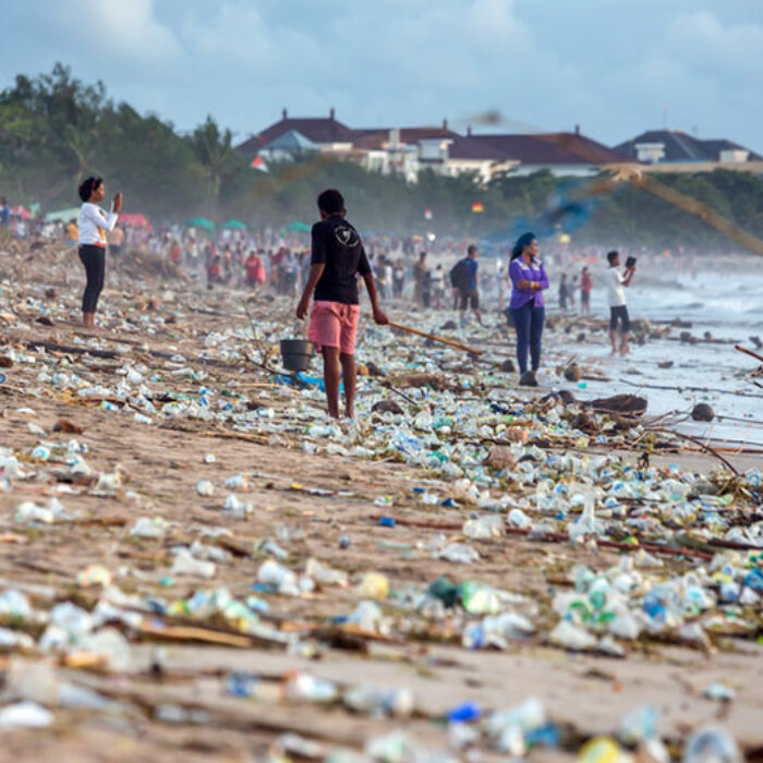 Plastic pollution on beach