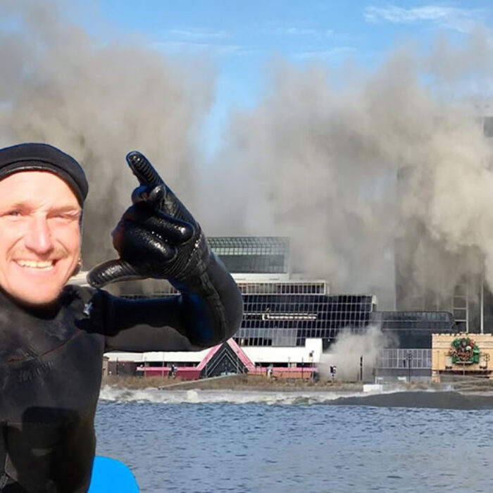 Ben Gravy in front of Trump Plaza