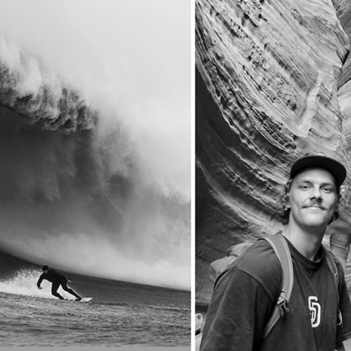 Tanner Olthoff and his winning image from Maverick's big wave